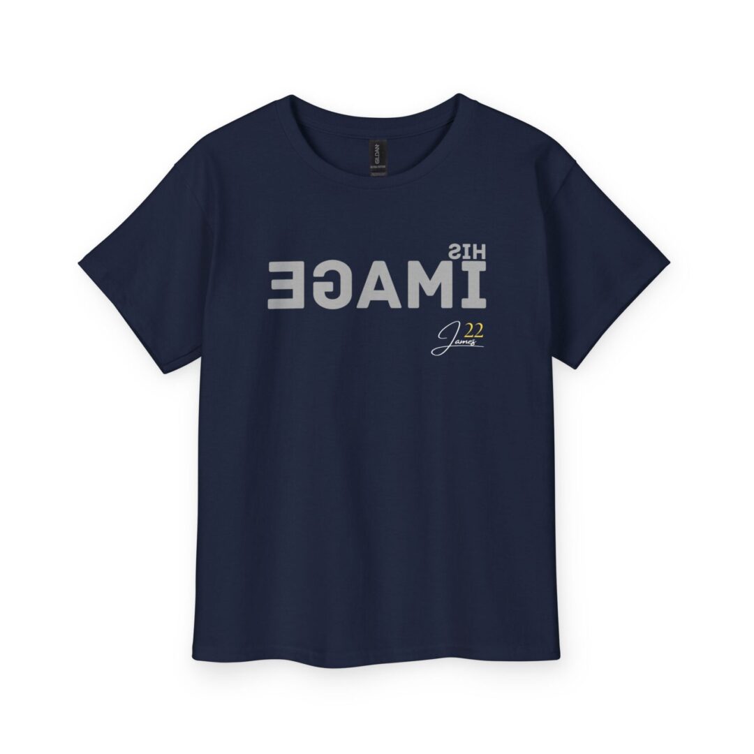 James 22 In His Image Youth T-Shirt | Christian Scripture Design