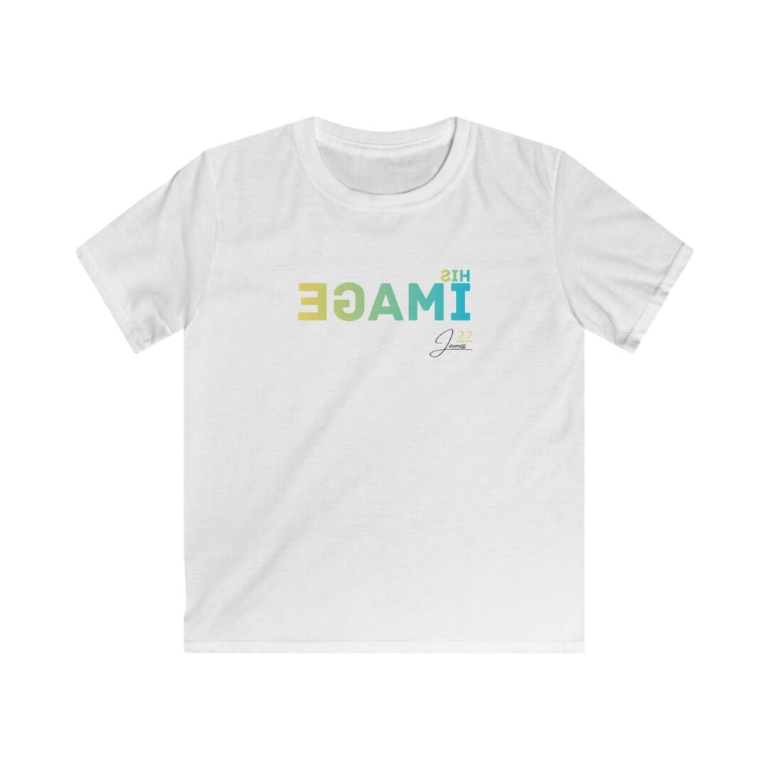 Made in His Image Mirror James 22 Kids Tee | Pastel Christian Shirt