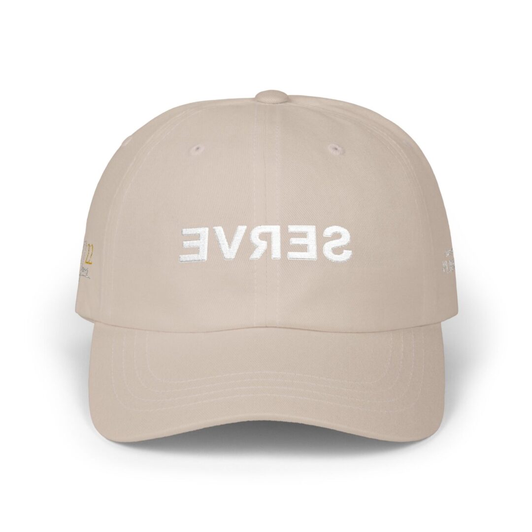 Serve embroidered James 22 Dad Cap | beaded lettering, adjustable back